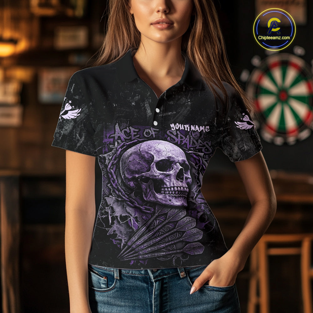 Purple Graffiti Grunge Skull Darts Shirt Custom Name & Team Skull Dart Outfit Jerseys
