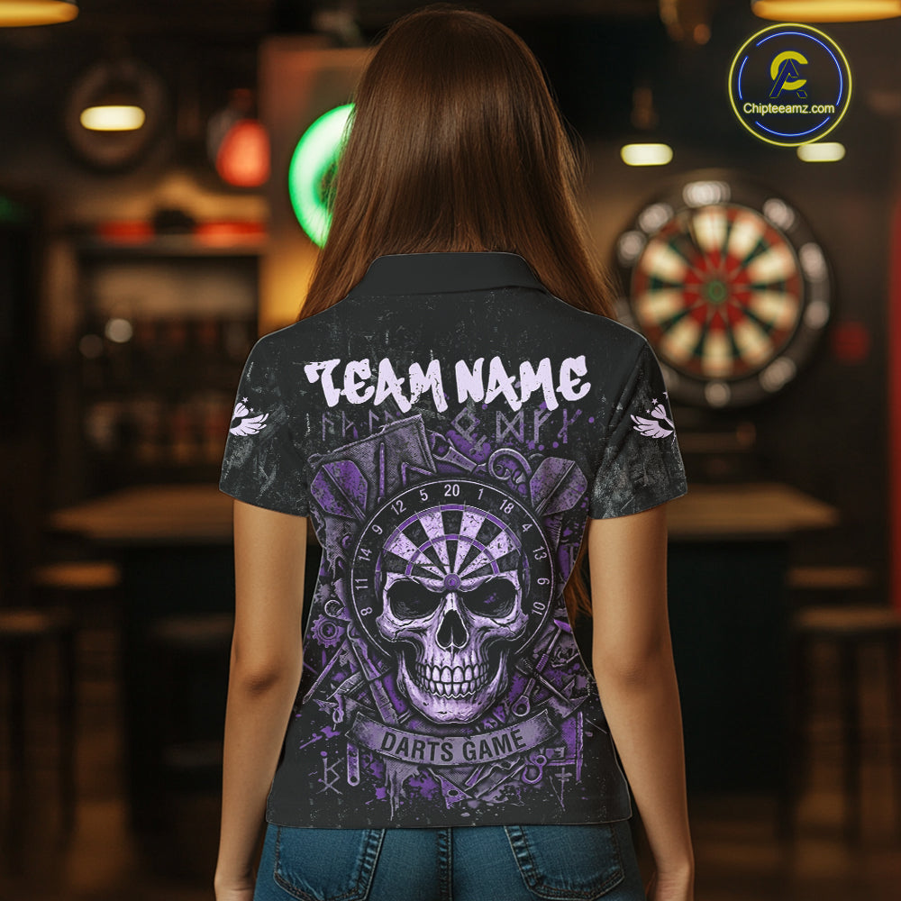Purple Graffiti Grunge Skull Darts Shirt Custom Name & Team Skull Dart Outfit Jerseys
