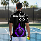 Custom Purple Flames Pickleball Ball 3D League Jerseys Pickleball US Flag Team Shirts