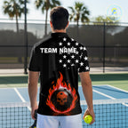 Custom Red Flames Pickleball Ball 3D League Jerseys Pickleball US Flag Team Shirts