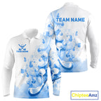 Blue Splatter Golf Ball & Clubs Team Apparel Polo Shirts Custom Golf Shirt