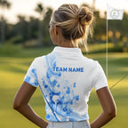 Blue Splatter Golf Ball & Clubs Team Apparel Polo Shirts Custom Golf Shirt