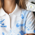 Blue Splatter Golf Ball & Clubs Team Apparel Polo Shirts Custom Golf Shirt