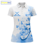 Blue Splatter Golf Ball & Clubs Team Apparel Polo Shirts Custom Golf Shirt