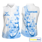 Blue Splatter Golf Ball & Clubs Team Apparel Sleeveless Polo Shirts Custom Golf Shirt