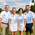 Blue Splatter Golf Ball & Clubs Team Apparel Polo Shirts Custom Golf Shirt