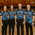 Personalized Eagle Bowling Ball Polo 1/4-Zip Shirt Thunder Blue Lightning Bowling Team Jersey