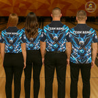 Personalized Eagle Bowling Ball Polo 1/4-Zip Shirt Thunder Blue Lightning Bowling Team Jersey