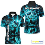 Personalized Deer Moon Bowling Ball Shirt Custom Teal Galaxy Bowling Jersey Team Apparel
