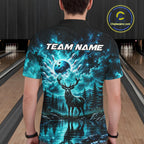 Personalized Deer Moon Bowling Ball Shirt Custom Teal Galaxy Bowling Jersey Team Apparel