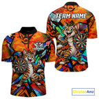 Personalized Tabby Cat Funny Darts Shirt Orange Strike Geometric Dart Tournament Jerseys
