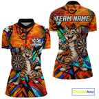 Personalized Tabby Cat Funny Darts Shirt Orange Strike Geometric Dart Tournament Jerseys