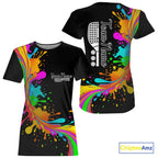 Personalized Colorful Pickleball T-Shirt Splashed Pickleball, Pickleball Gifts
