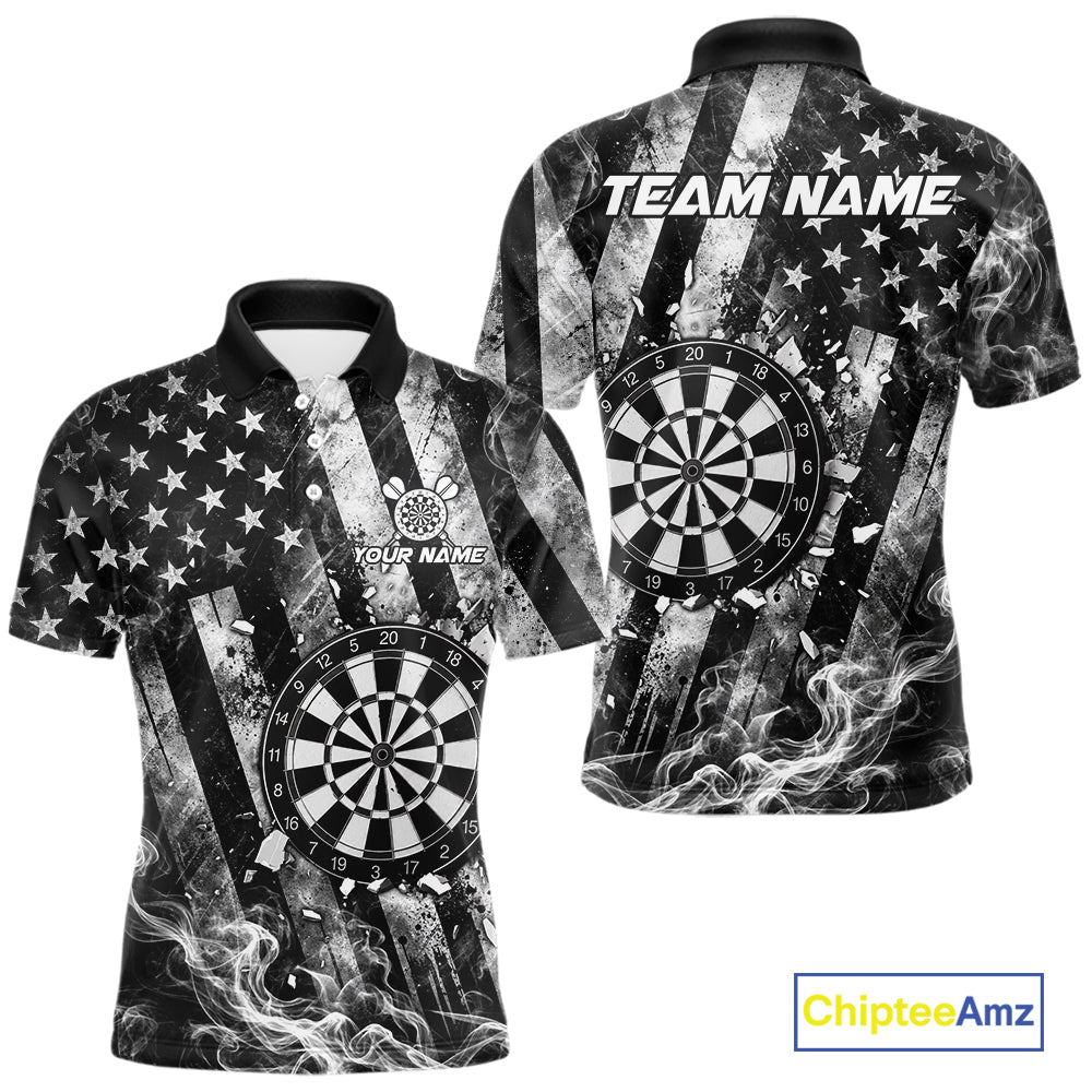 Smoke American Flag Dart Shirt Personalized Cracked Dartboard Dart Team Outfits Jerseys