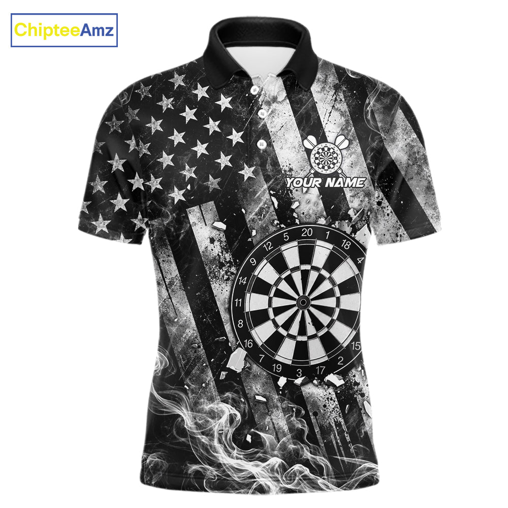 Smoke American Flag Dart Shirt Personalized Cracked Dartboard Dart Team Outfits Jerseys