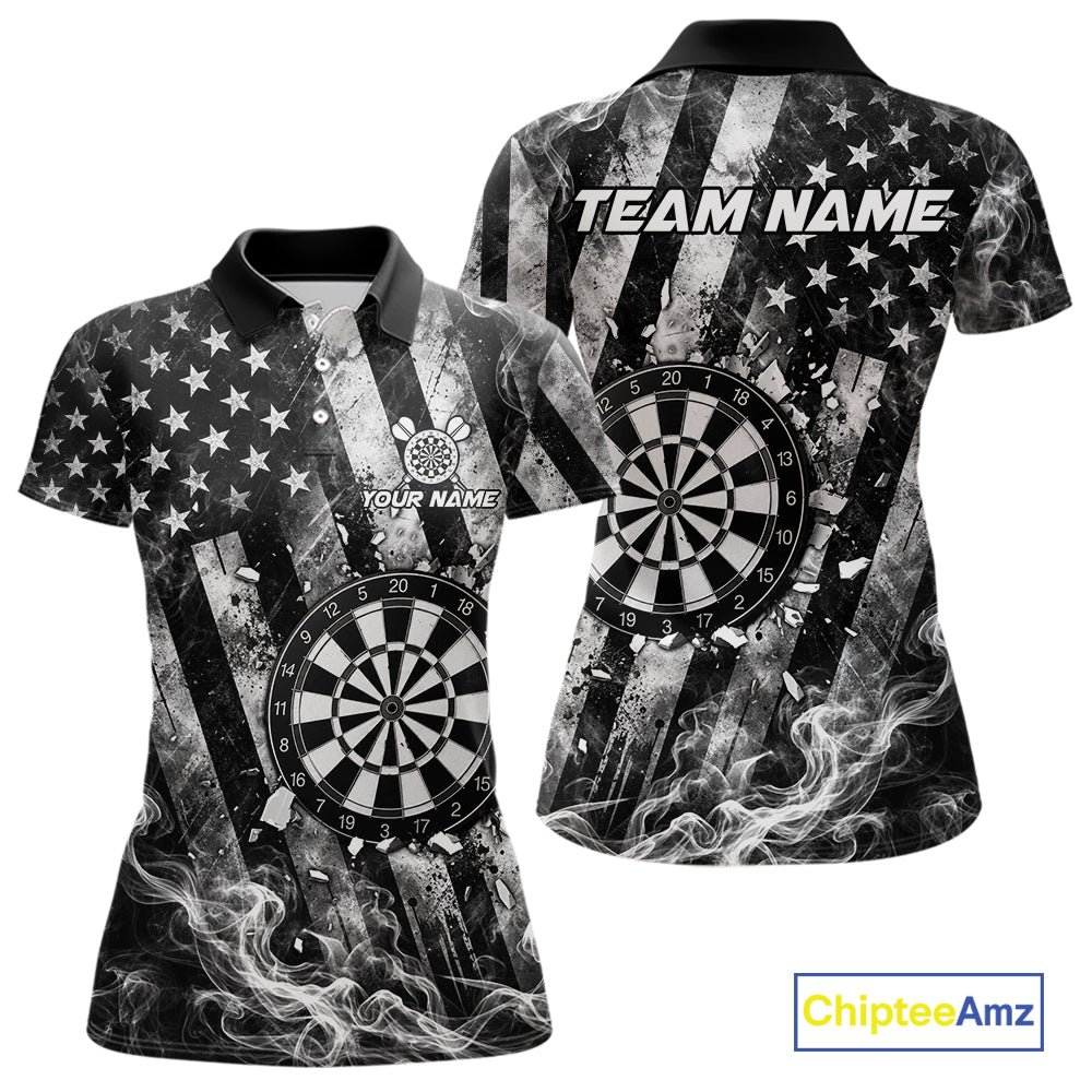 Smoke American Flag Dart Shirt Personalized Cracked Dartboard Dart Team Outfits Jerseys