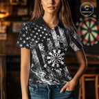 Smoke American Flag Dart Shirt Personalized Cracked Dartboard Dart Team Outfits Jerseys