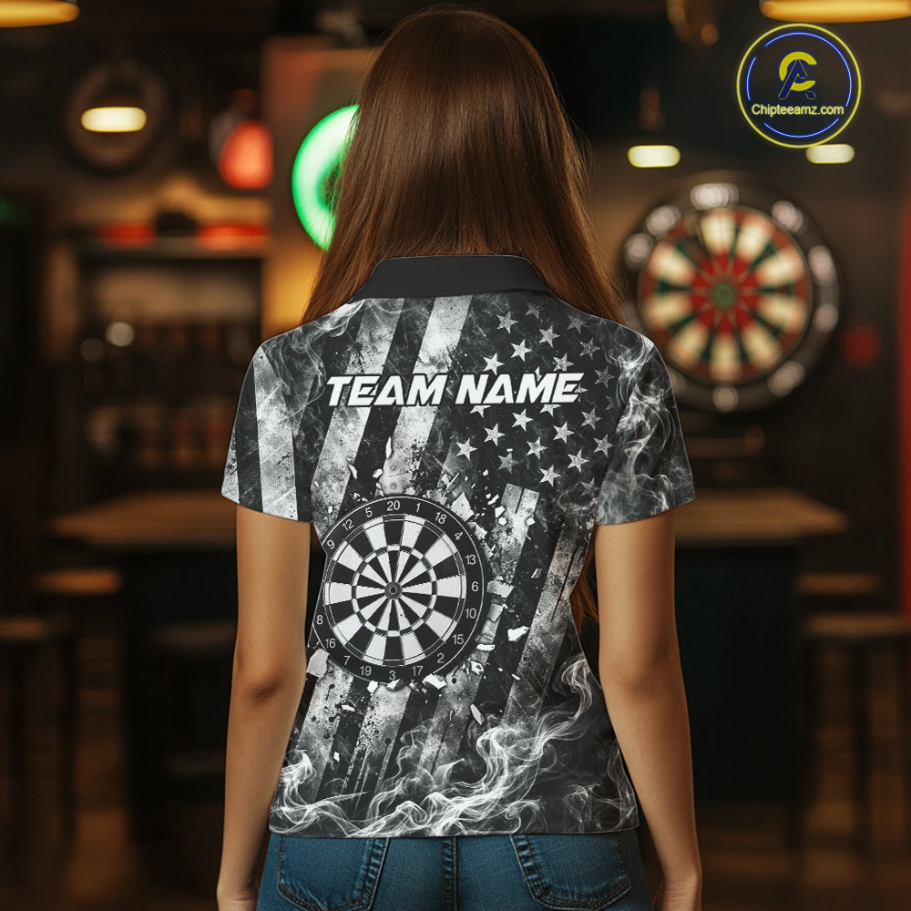 Smoke American Flag Dart Shirt Personalized Cracked Dartboard Dart Team Outfits Jerseys