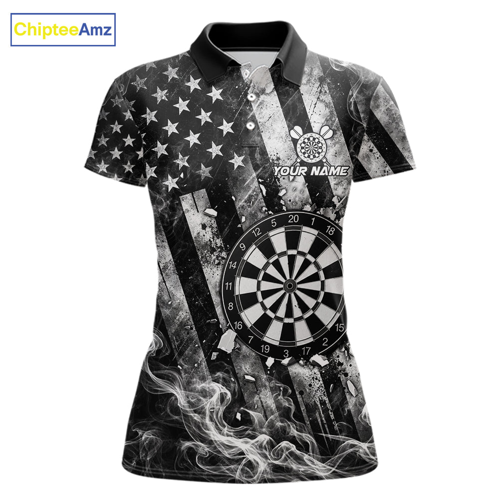 Smoke American Flag Dart Shirt Personalized Cracked Dartboard Dart Team Outfits Jerseys