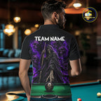 Custom Grim Reaper Pool Billiard Shirt Skull 8 Ball Purple Billiard Polo 1/4-Zip Team Uniform