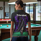 Custom Grim Reaper Pool Billiard Shirt Skull 8 Ball Purple Billiard Polo 1/4-Zip Team Uniform