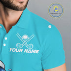 Custom Blue Funny Shark Golf Polo Shirt Personalized Crab Golfer Golf Team Golf Apparel