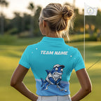 Custom Blue Funny Shark Golf Polo Shirt Personalized Crab Golfer Golf Team Golf Apparel