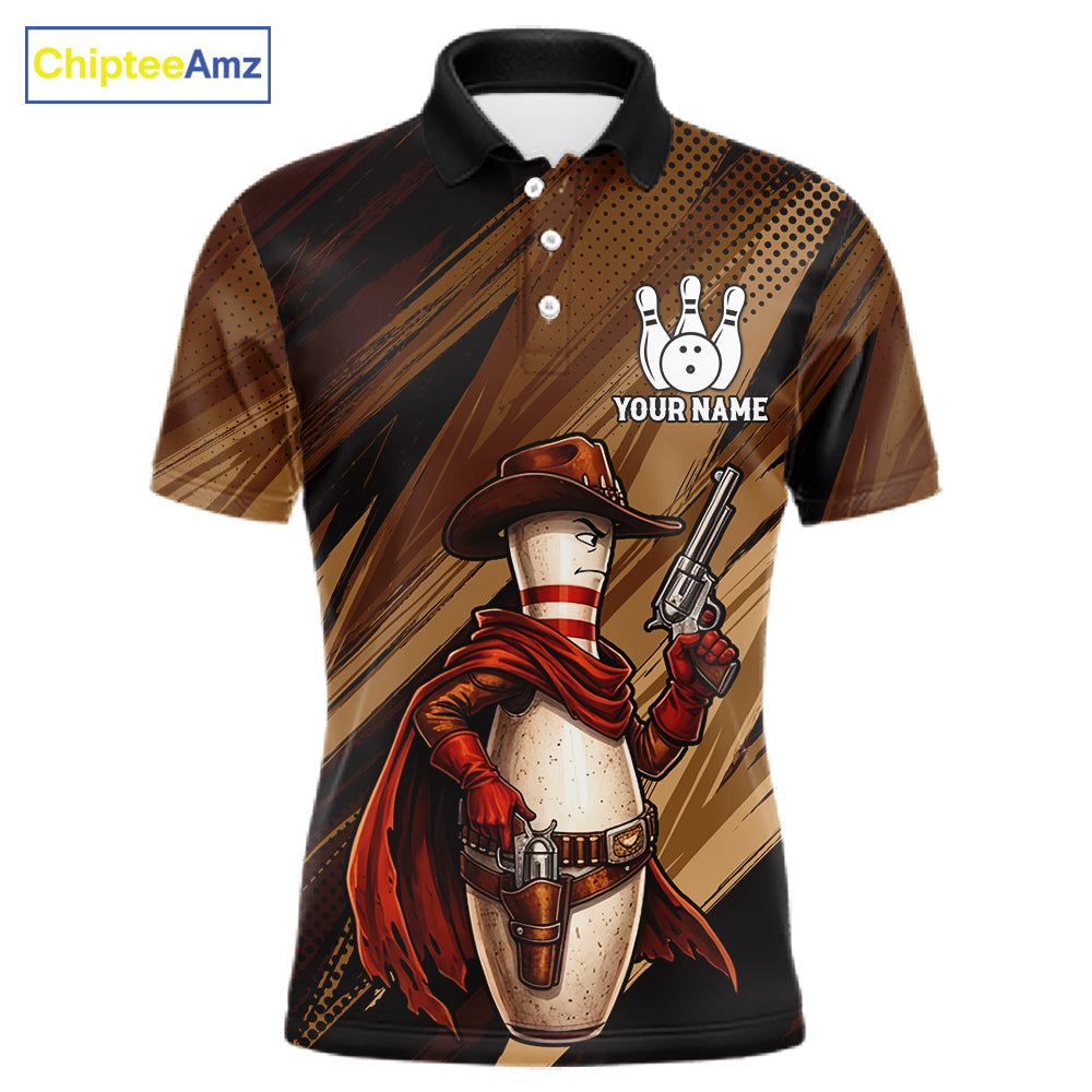 Funny Cowboy Bowling Jersey Gun Gunslinger Bowling Pin Shirt Personalized Bowling Team Apparel