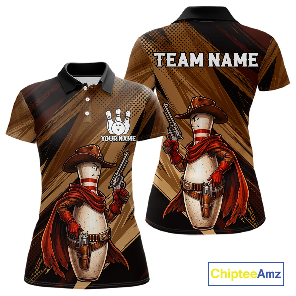 Funny Cowboy Bowling Jersey Gun Gunslinger Bowling Pin Shirt Personalized Bowling Team Apparel