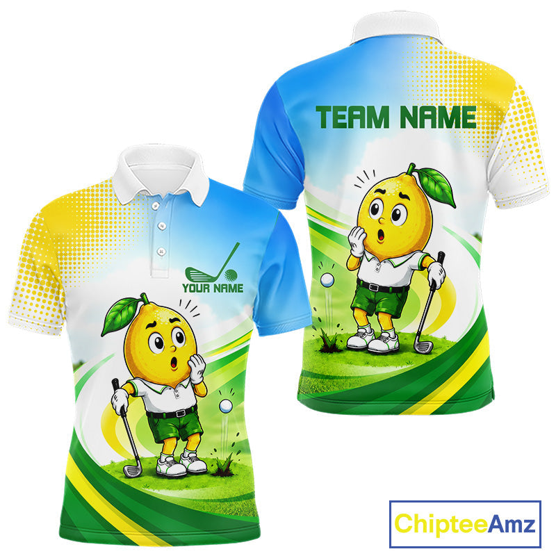 Funny Lemon Golf Polo Shirts Personalized Matching Couples Golf Shirt, Golf Gift