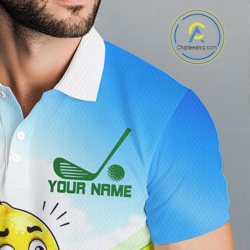 Funny Lemon Golf Polo Shirts Personalized Matching Couples Golf Shirt, Golf Gift