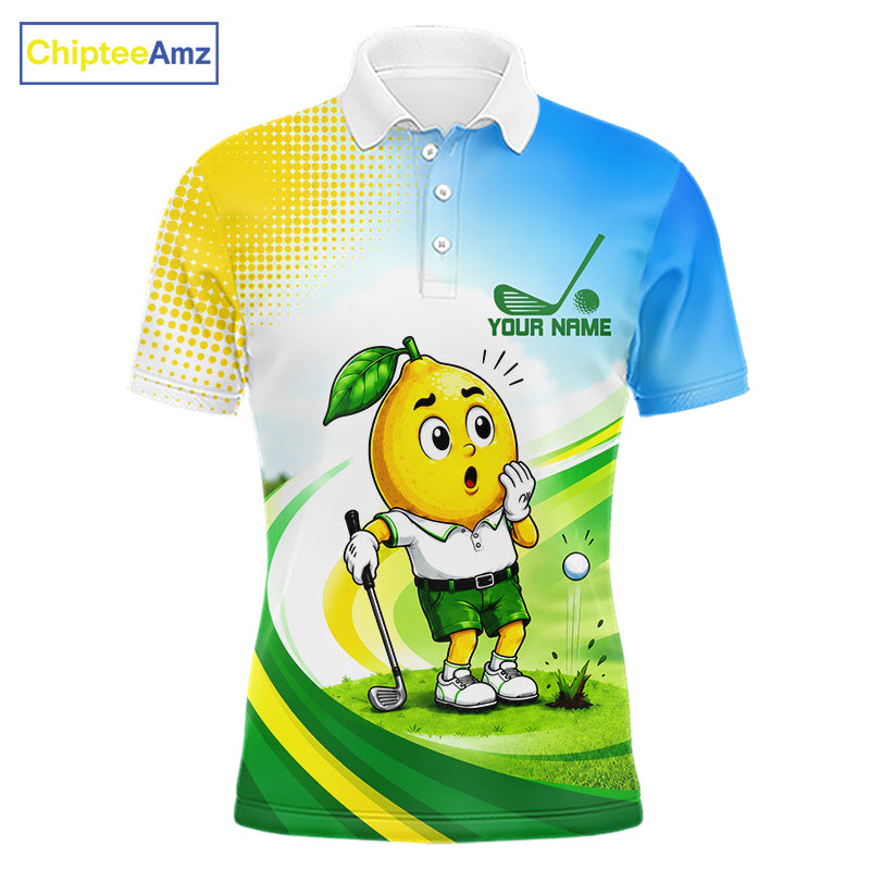Funny Lemon Golf Polo Shirts Personalized Matching Couples Golf Shirt, Golf Gift