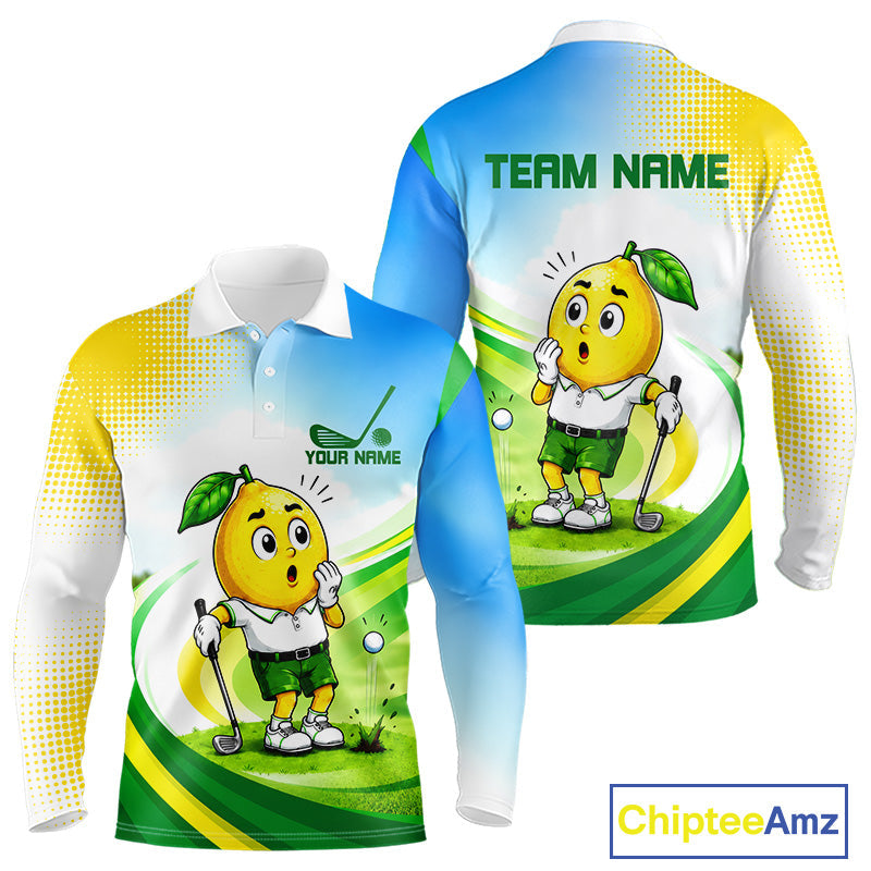 Funny Lemon Golf Polo Shirts Personalized Matching Couples Golf Shirt, Golf Gift