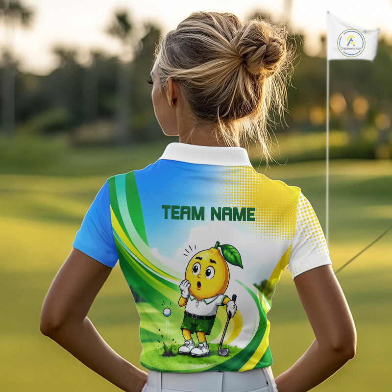 Funny Lemon Golf Polo Shirts Personalized Matching Couples Golf Shirt, Golf Gift
