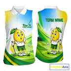 Funny Lemon Golf Sleeveless Polo Shirts Personalized Matching Couples Golf Shirt, Golf Gift