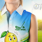 Funny Lemon Golf Sleeveless Polo Shirts Personalized Matching Couples Golf Shirt, Golf Gift