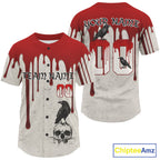 Custom Red Blood Skull Raven Baseball Shirt Horror Halloween Baseball Jerseys