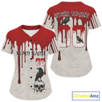 Custom Red Blood Skull Raven Baseball Shirt Horror Halloween Baseball Jerseys