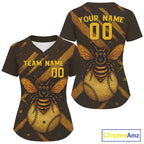 Custom Brown And Yellow Bee Grunge Baseball Shirt Authentic Baseball Jersey