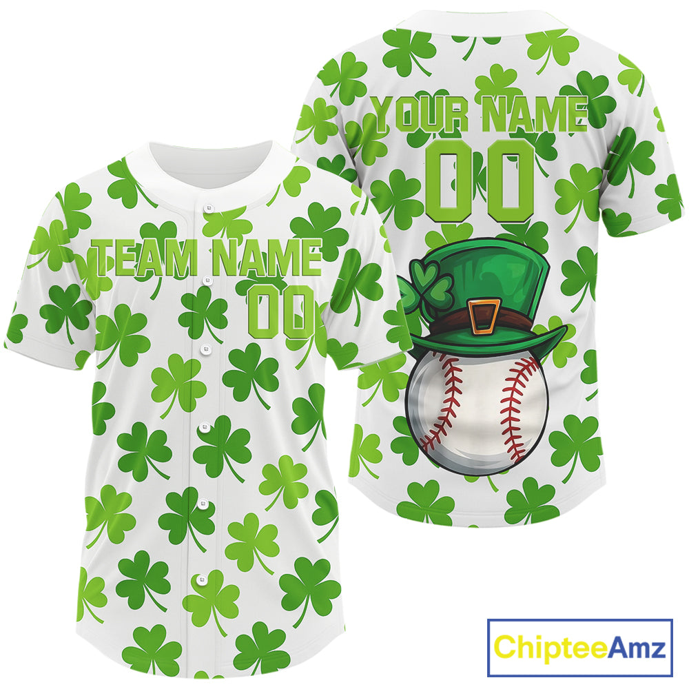Custom St Patrick Day Baseball Jerseys Shamrock Baseball Tournament Jerseys