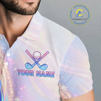 Personalized Golf Polo Shirt Custom Holographic Wave Golf Jersey Colorful Golf Team Uniform