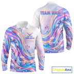 Personalized Golf Polo Shirt Custom Holographic Wave Golf Jersey Colorful Golf Team Uniform