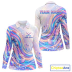 Personalized Golf Polo Shirt Custom Holographic Wave Golf Jersey Colorful Golf Team Uniform