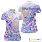 Personalized Golf Polo Shirt Custom Holographic Wave Golf Jersey Colorful Golf Team Uniform