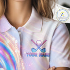 Personalized Golf Polo Shirt Custom Holographic Wave Golf Jersey Colorful Golf Team Uniform