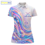 Personalized Golf Polo Shirt Custom Holographic Wave Golf Jersey Colorful Golf Team Uniform
