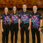Custom Neon Bulldog Vintage 80S Bowling Polo 1/4-Zip Shirt Personalized Retro Bowling Jersey