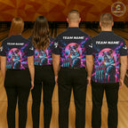 Custom Neon Bulldog Vintage 80S Bowling Polo 1/4-Zip Shirt Personalized Retro Bowling Jersey