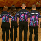 Custom Neon Tabby Cat Vintage 80S Bowling Polo 1/4-Zip Shirt Personalized Retro Bowling Jersey