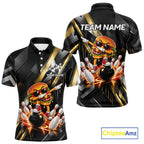 Cool Dabbing Burger Bowling Polo 1/4-Zip Shirt Custom Funny Bowling Apparel Bowler Gift